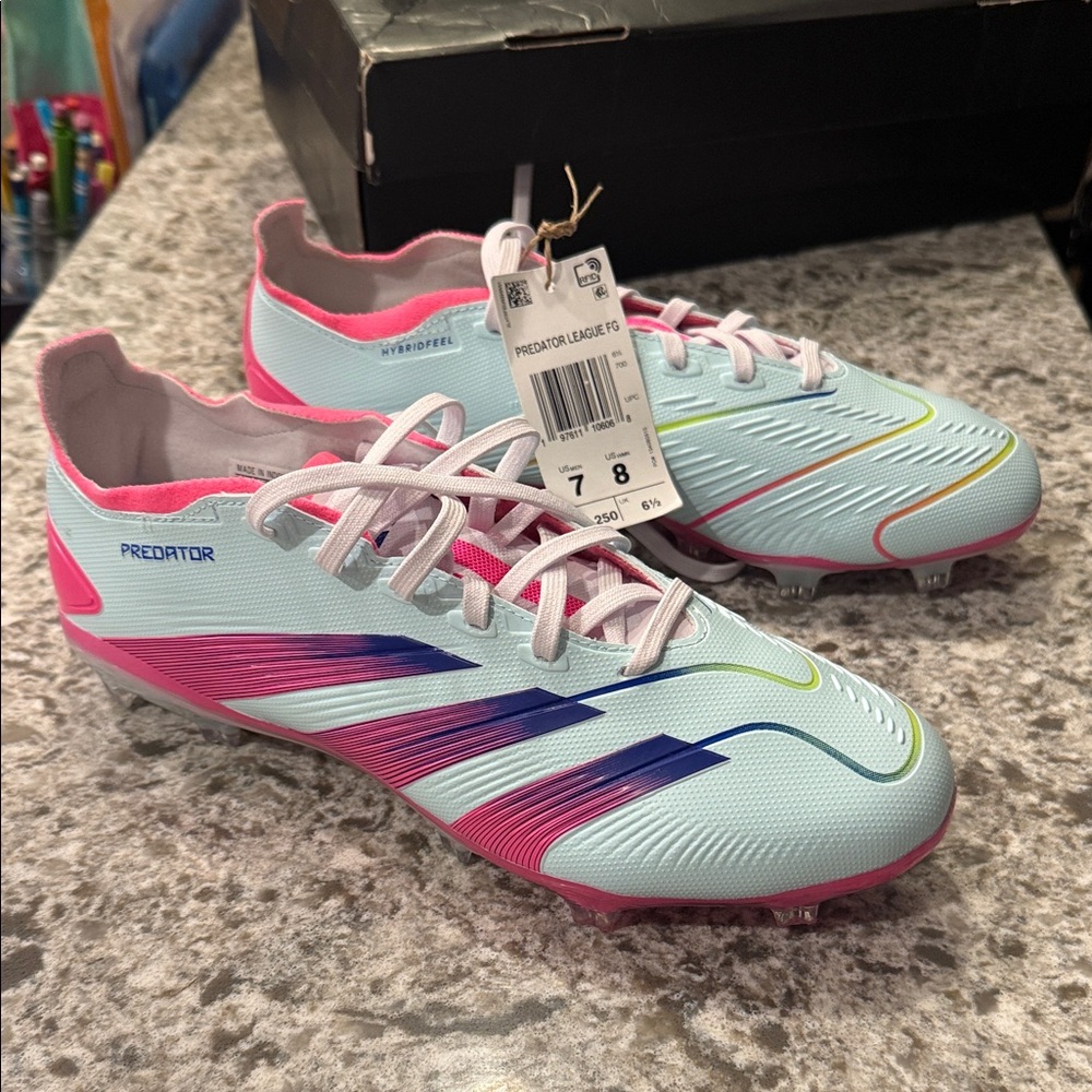 Adidas Predator Soccer Cleats - Light Blue and Pink
